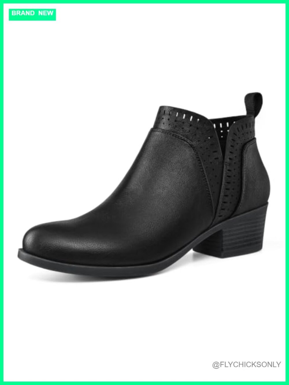Women's Ankle Boots Chunky Block Heel Booties with Side Zippers